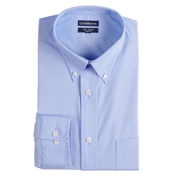Men's Croft & Barrow&reg; Regular-fit Non-iron Stretch Dress Shirt, Size: 17.5-32/33, Med Blue