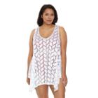 Beach Scene, Plus Size Portofino Crochet Tunic Cover-up, Women's, Size: 3xl, White