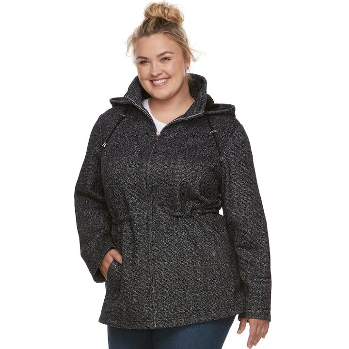 Plus Size D.e.t.a.i.l.s Hooded Fleece Anorak Jacket, Women's, Size: 1xl, Grey (charcoal)