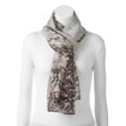 Lc Lauren Conrad Floral Border Oversized Oblong Scarf, Women's, Grey