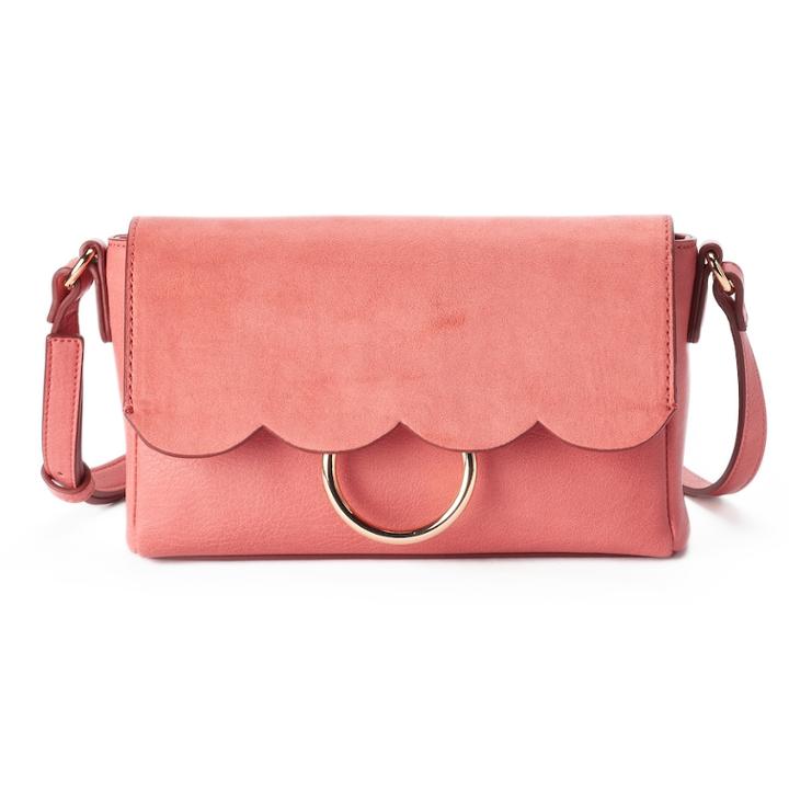 Lc Lauren Conrad Poesie Scalloped Flap Crossbody Bag, Women's, Dark Pink