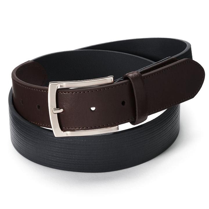Big & Tall Striped Embossed Leather Belt, Men's, Size: 52, Blue (navy)