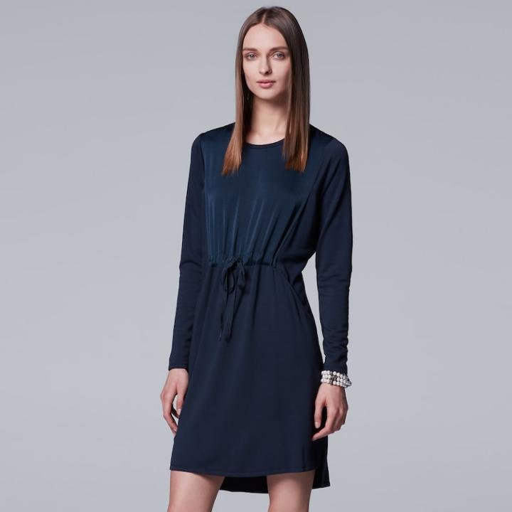Women's Simply Vera Vera Wang Drawstring Shift Dress, Size: Xl, Dark Blue
