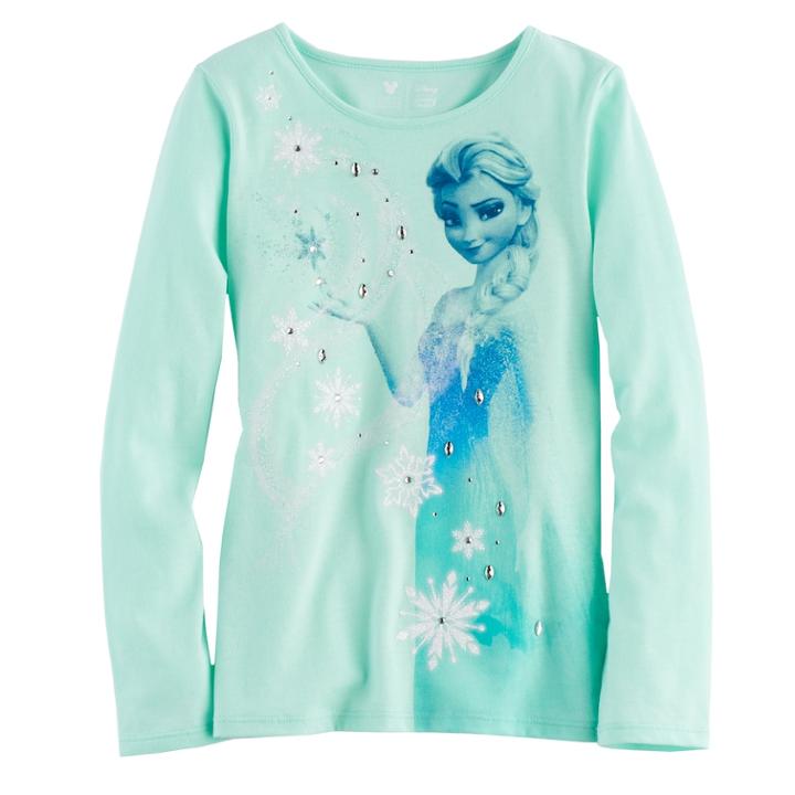 Disney's Frozen Elsa Girls 4-7 Glitter & Rhinestone Graphic Tee By Jumping Beans&reg;, Size: 7, Light Blue