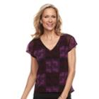 Women's Dana Buchman Print Layered Hem Top, Size: Small, Purple
