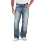 Men's Axe & Crown Distressed Slim Bootcut Jeans, Size: 30x30, Dark Blue