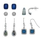 Blue Half Hoop, Drop & Stud Earring Set, Women's
