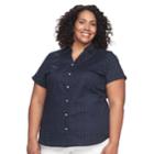 Plus Size Croft & Barrow&reg; Button-front Top, Women's, Size: 4xl, Blue