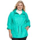 Plus Size D.e.t.a.i.l.s Hooded Roll-tab Packable Anorak Jacket, Women's, Size: 2xl, Green Oth