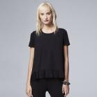 Women's Simply Vera Vera Wang Mixed-media Pleated Top, Size: Large, Black