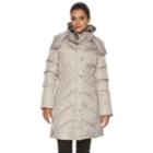 Women's Towne By London Fog Missy Hooded Puffer Jacket, Size: Small, Light Grey