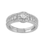 14k White Gold 1 1/8 Carat T.w. Diamond Halo Engagement Ring Set, Women's, Size: 6