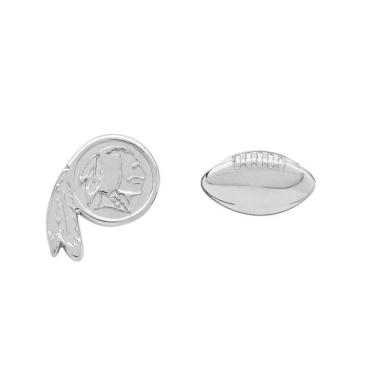 Washington Redskins Team Logo & Football Mismatch Stud Earrings, Women's, Silver