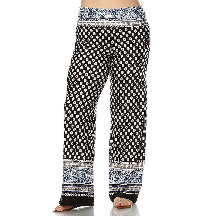 Plus Size White Mark Solid Palazzo Pants, Women's, Size: 2xl, Ovrfl Oth