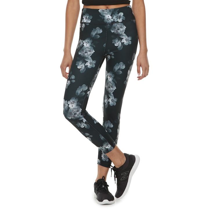 Juniors' So® Floral Yoga Ankle Leggings, Teens, Size: Large, Black