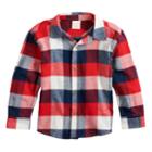 Toddler Boy Jumping Beans&reg; Plaid Flannel Button Down Shirt, Size: 3t, Med Red