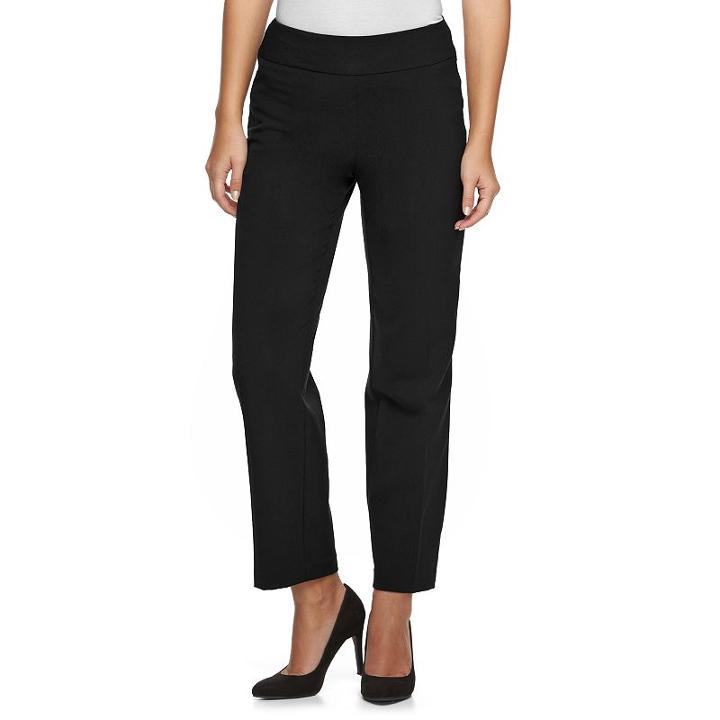 Petite Croft & Barrow&reg; Pull-on Straight-leg Dress Pants, Women's, Size: 4 Petite, Black