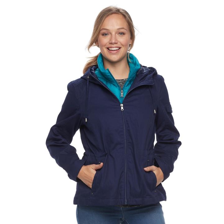 Women's D.e.t.a.i.l.s Down Vest & Jacket Set, Size: Medium, Blue (navy)