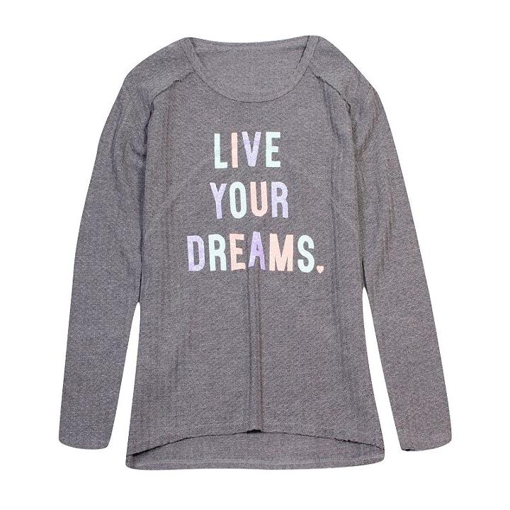 Plus Size Girls 7-16 Harper & Elliott Waffle Textured Graphic Tee, Size: Xxl Plus, Grey (charcoal)