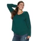 Juniors' Plus Size So&reg; Perfect V-neck Tee, Teens, Size: 1xl, Dark Green