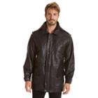 Big & Tall Excelled Lambskin Leather Hooded Parka, Men's, Size: L Tall, Black