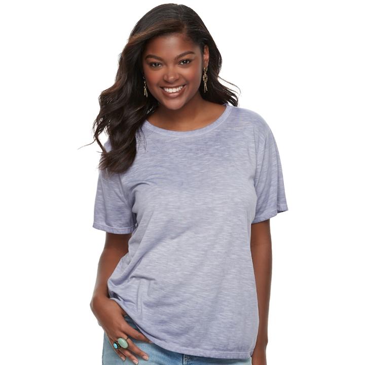 Juniors' Plus Size Mudd&reg; Weekend Crewneck Tee, Teens, Size: 1xl, Med Purple