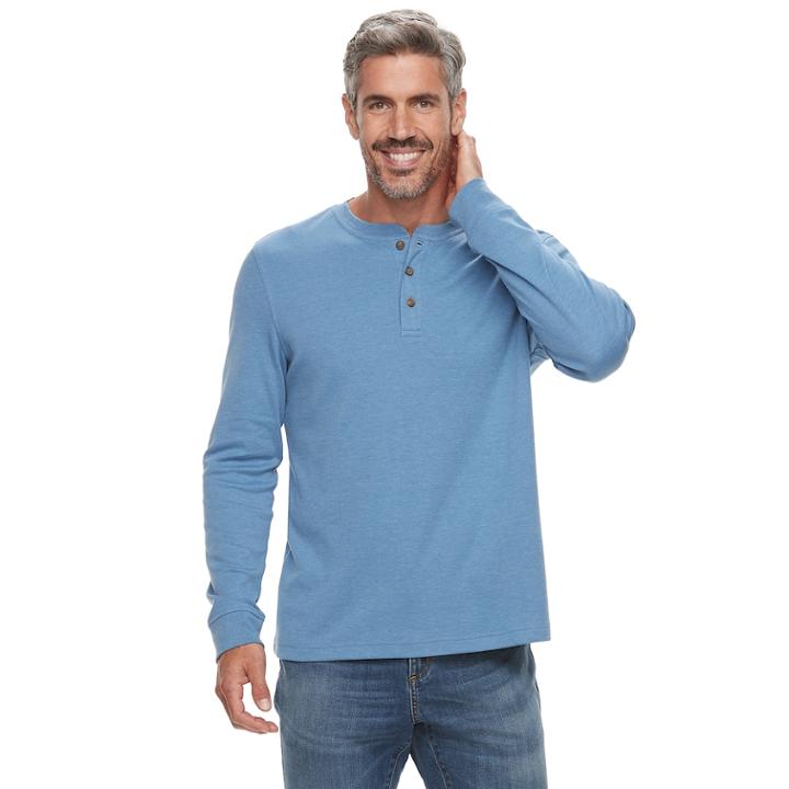 Men's Croft & Barrow&reg; Classic-fit Easy-care Henley, Size: Large, Med Blue