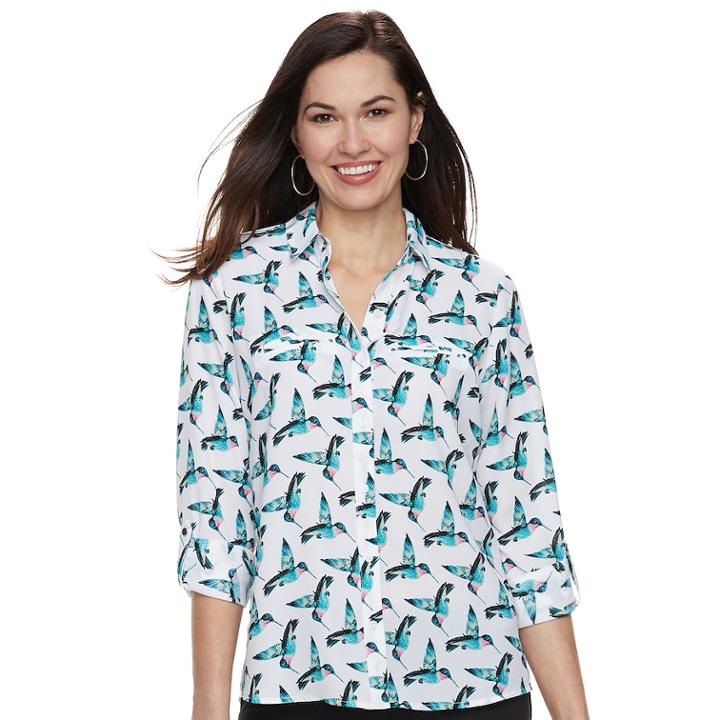 Women's Apt. 9&reg; Convertible Button Tab Blouse, Size: Small, White