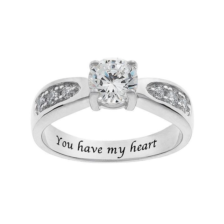 Cubic Zirconia Engagement Ring In Sterling Silver, Women's, Size: 8, White