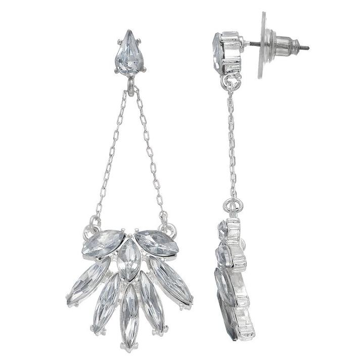 Lc Lauren Conrad Marquise Cluster Chandelier Earrings, Women's, Silver