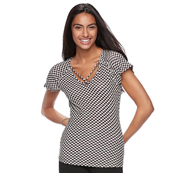 Juniors' Candie's&reg; Strappy Flutter Sleeve Tee, Teens, Size: Small, Dark Grey