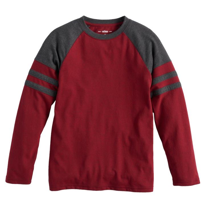Boys 8-20 Urban Pipeline Varsity Stripe Raglan Tee, Size: Medium, Med Red