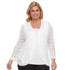 Plus Size Napa Valley Crochet Open-front Cardigan, Women's, Size: 3xl, White