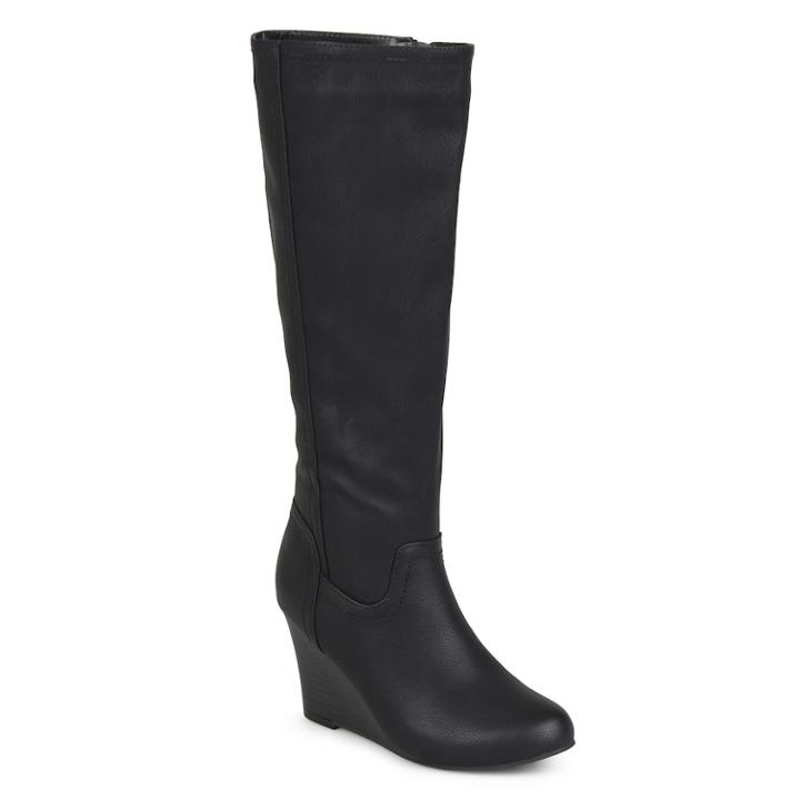 Journee Collection Langly Women's Wedge Knee High Boots, Size: Medium (10), Black