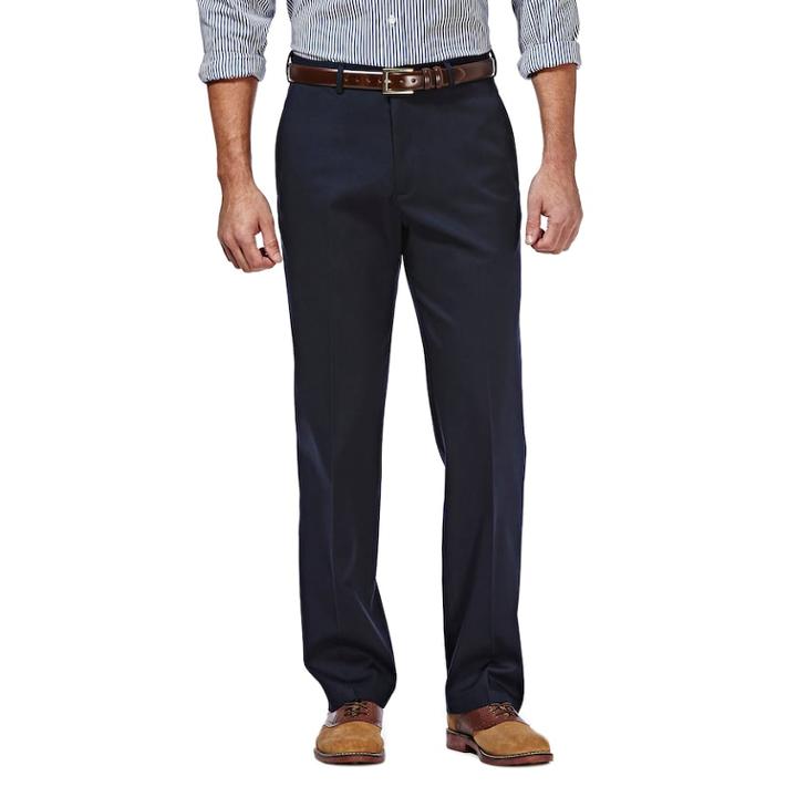 Big & Tall Haggar&reg; Premium No-iron Stretch Classic-fit Flat-front Khaki Pants, Men's, Size: 38x36, Dark Blue