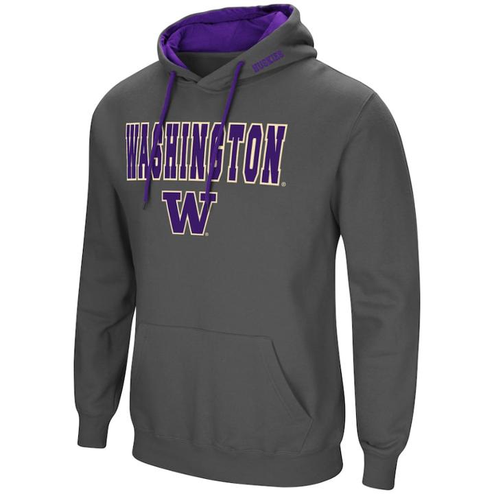 Men's Washington Huskies Pullover Fleece Hoodie, Size: Xl, Grey