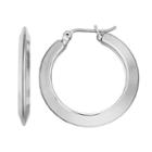 Chaps Beveled Nickel Free Hoop Earrings, Women's, Silver