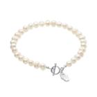 Dayna U Oklahoma Sooners Sterling Silver Freshwater Cultured Pearl Logo Charm Toggle Bracelet, Women's, Size: 8, White