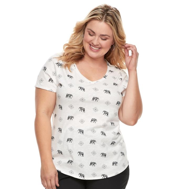 Plus Size Sonoma Goods For Life&trade; Essential V-neck Tee, Women's, Size: 0x, White