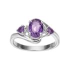 Sterling Silver Amethyst & Diamond Accent 3-stone Ring, Women's, Size: 6, Purple