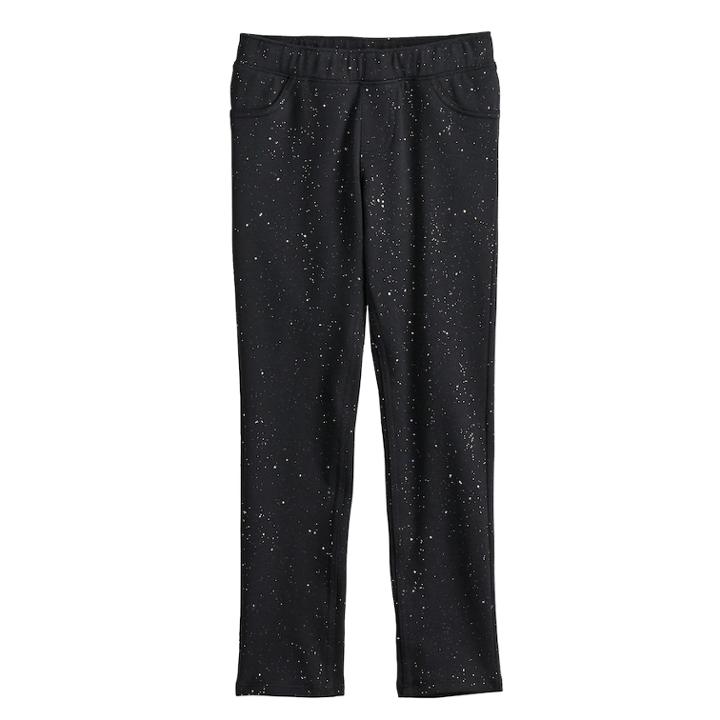 Girls 4-10 Jumping Beans&reg; Printed French Terry Jeggings, Size: 8, Black