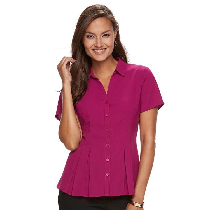 Women's Dana Buchman Release-pleat Blouse, Size: Medium, Red