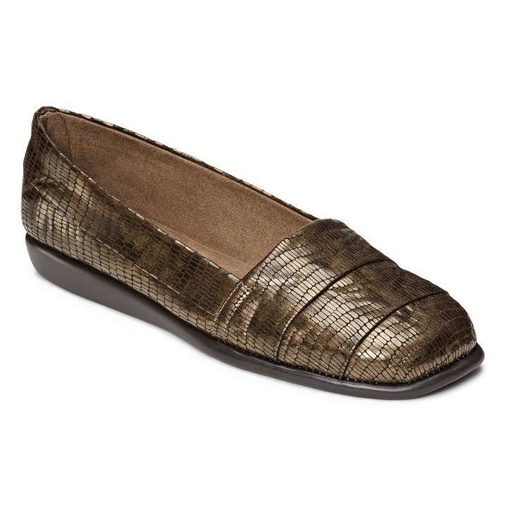 A2 By Aerosoles Softball Women's Stitch 'n Turn Pleated Flats, Size: Medium (8), Gold