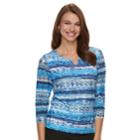 Women's Napa Valley Embellished Print Top, Size: Xl, Blue (navy)