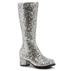 Glitter Costume Boots - Kids, Girl's, Size: Medium, Silver