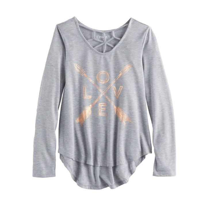 Girls 7-16 Mudd&reg; Cage Tee, Size: 12, Grey Other
