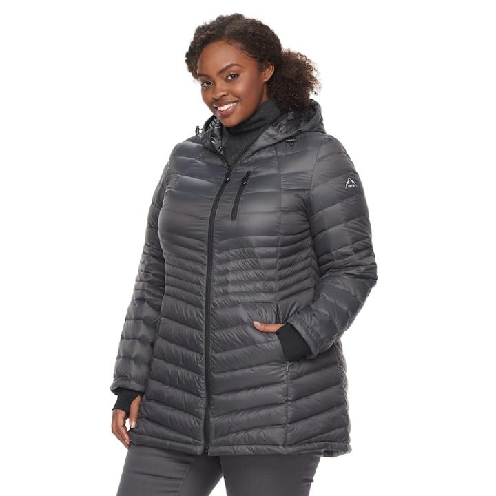 Plus Size Halitech Lightweight Packable Puffer Coat With Hood, Women's, Size: 2xl, Grey
