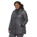 Plus Size Halitech Lightweight Packable Puffer Coat With Hood, Women's, Size: 2xl, Grey