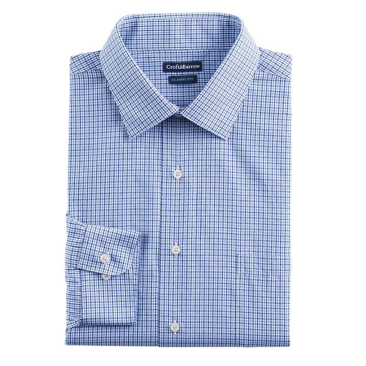 Men's Croft & Barrow&reg; Classic-fit Striped Dress Shirt And Patterned Tie, Size: L-34/35, Blue (navy)