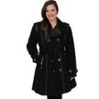 Plus Size Excelled Double-breasted Faux-wool Trench Coat, Women's, Size: 1xl, Black